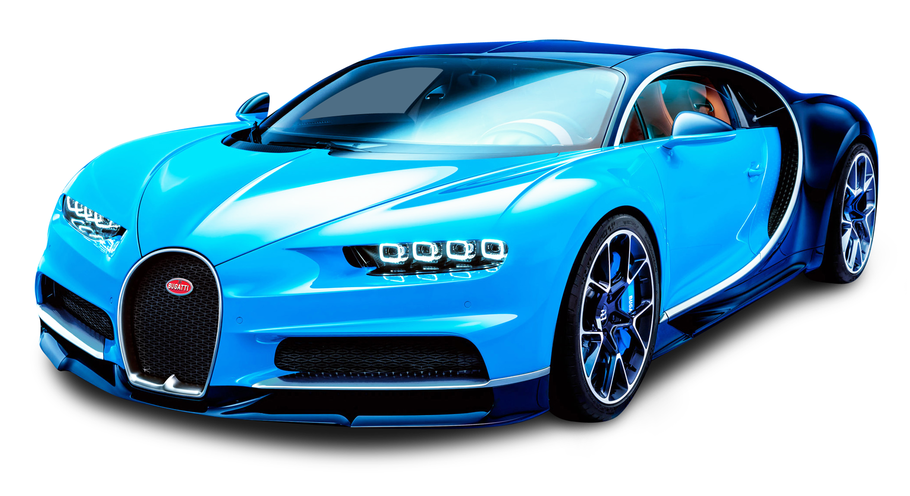 Bugatti Chiron Blue Car PNG Image.