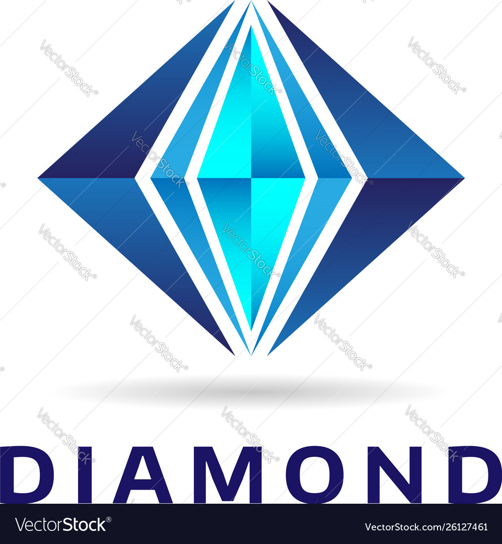 Abstract blue diamond shape logo sign symbol icon.
