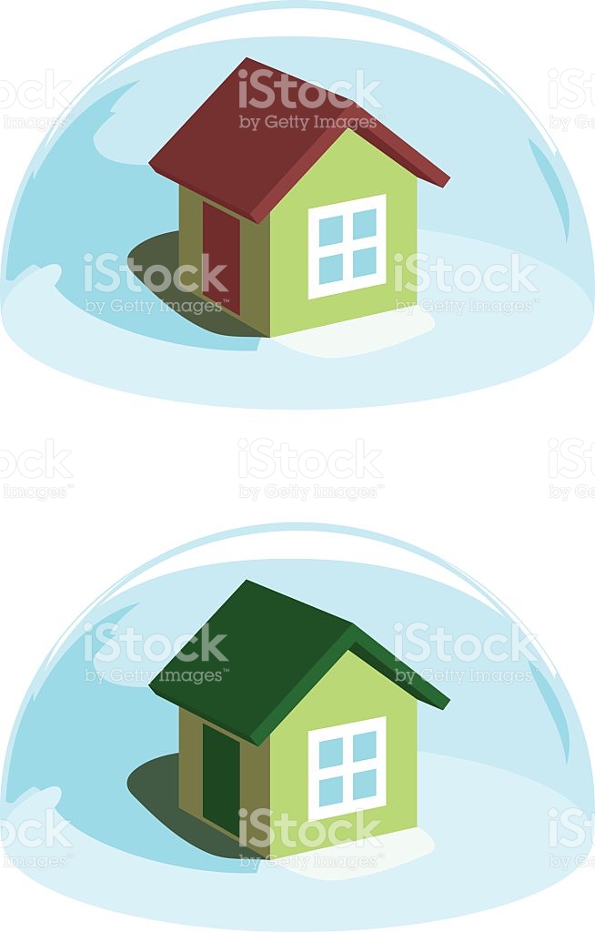Green House Under The Blue Dome Protection stock vector art.