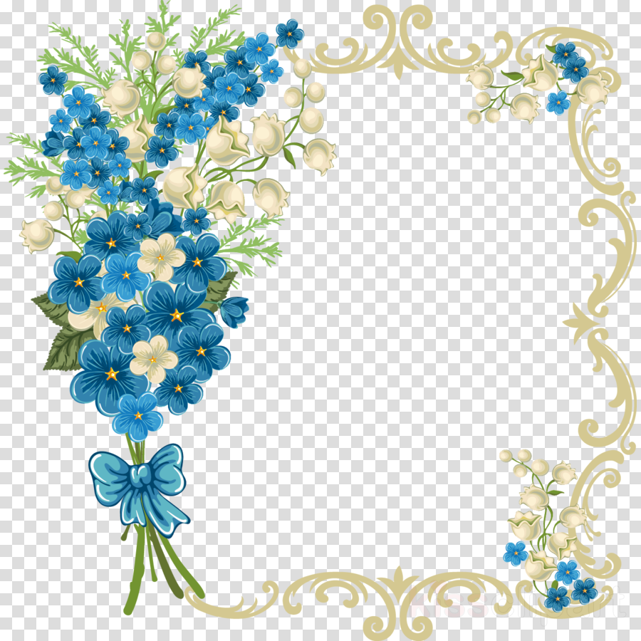 Blue Flower Borders And Frames clipart.
