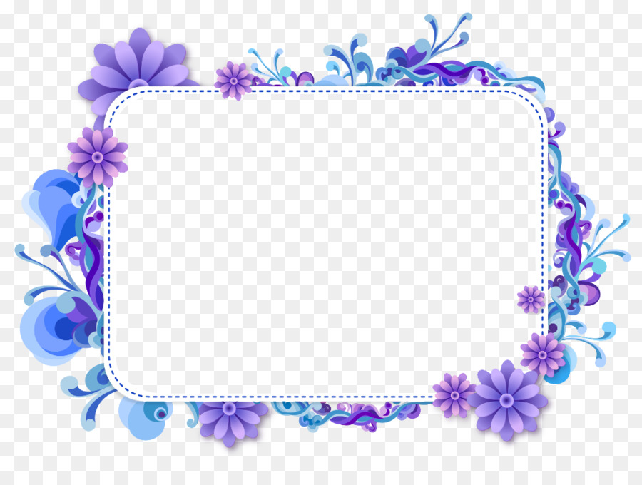 Blue Flower Borders And Frames.