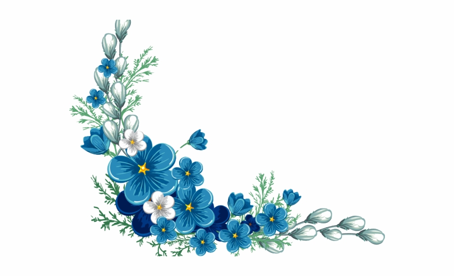 Blue Flower Border Clip Art 0597