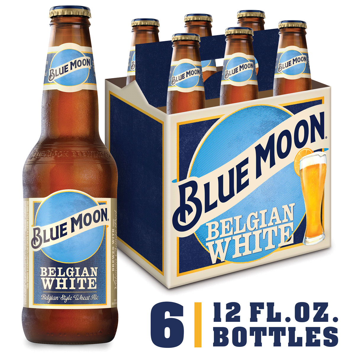 Blue Moon Belgian White Belgian Style Wheat Ale Beer, 6 Pack, 12 fl.