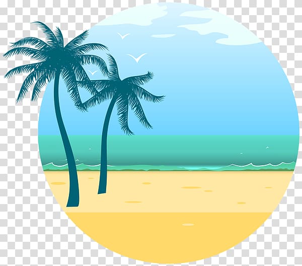 Two blue palm trees in the beach illustration, Summer.