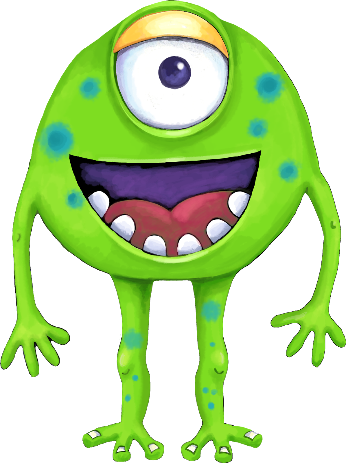 Your Free Art: Cute Blue, Purple and Green Cartoon Alien Monsters.