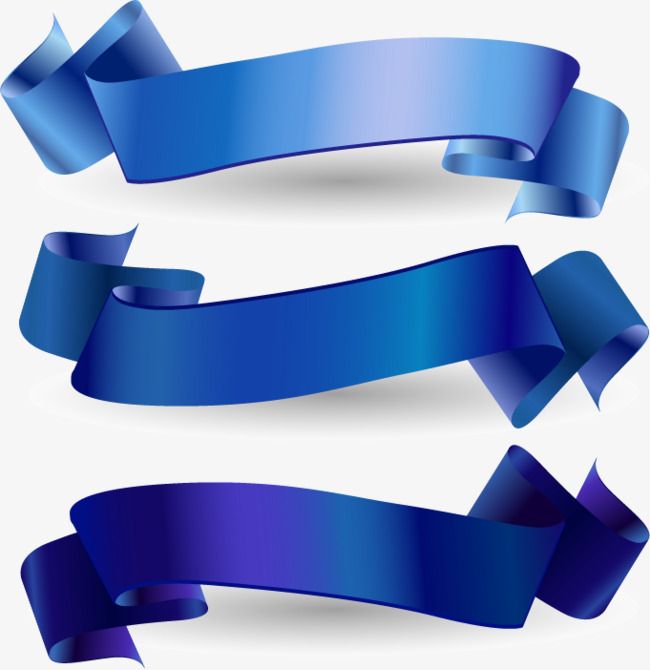 Blue Ribbon Banner Vector Material, Blue, Ribbon, Light.