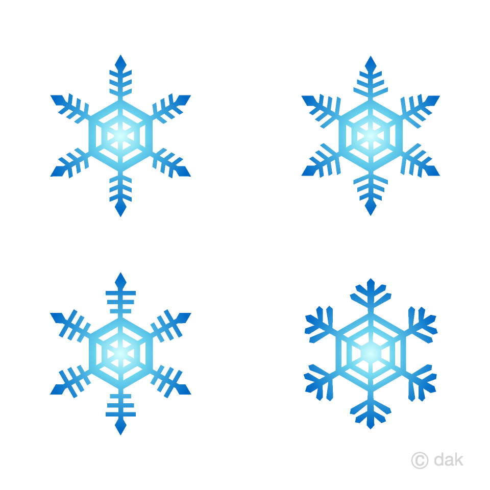 Free 4 Blue Snowflakes Clipart Image｜Illustoon.