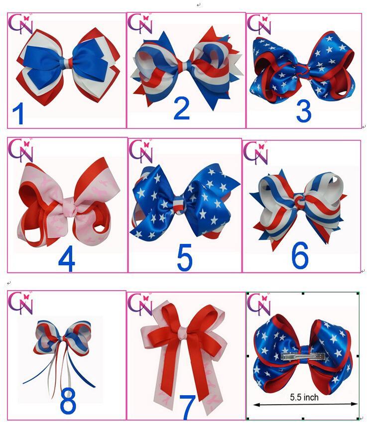 Brand New 8 Style Star American Flag Style Bow Hairpin, 5.5inch.