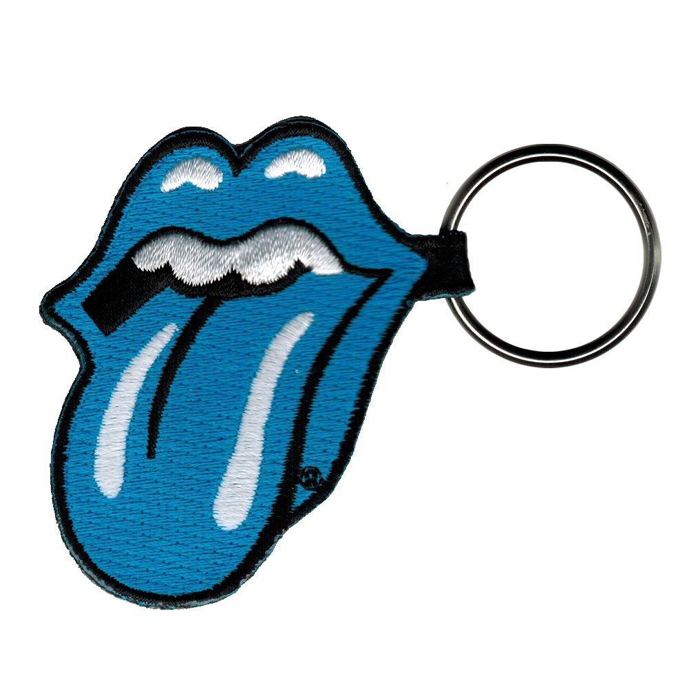 Rolling Stones Blue Tongue Embroidered Rectangle Keychain.
