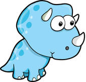 Blue Triceratops Clipart.