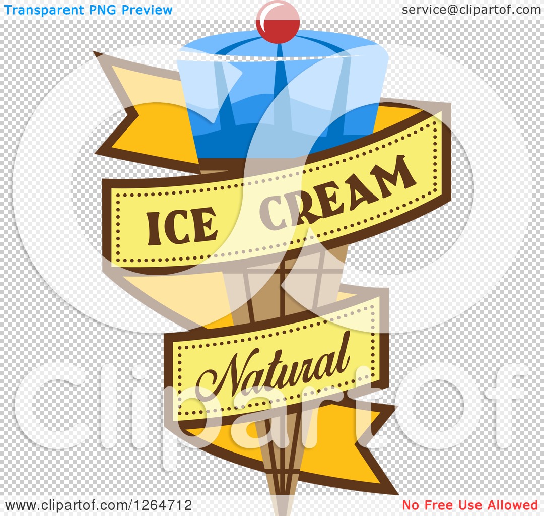 Clipart of a Blue Waffle Ice Cream Cone in a Yellow Natural Ribbon.