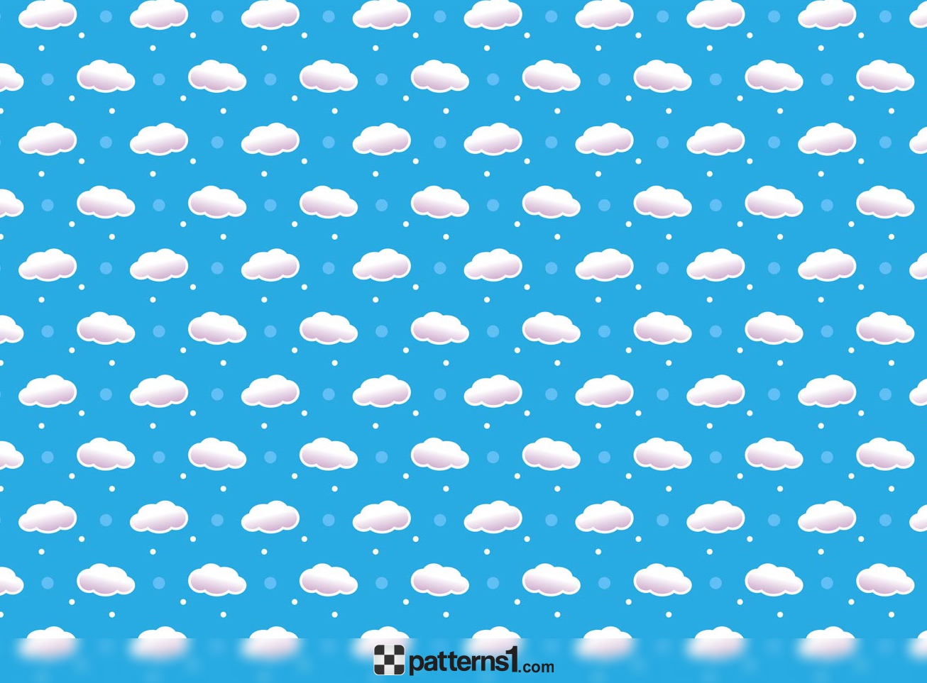 White Clouds Clipart Patterns on Blue Sky.