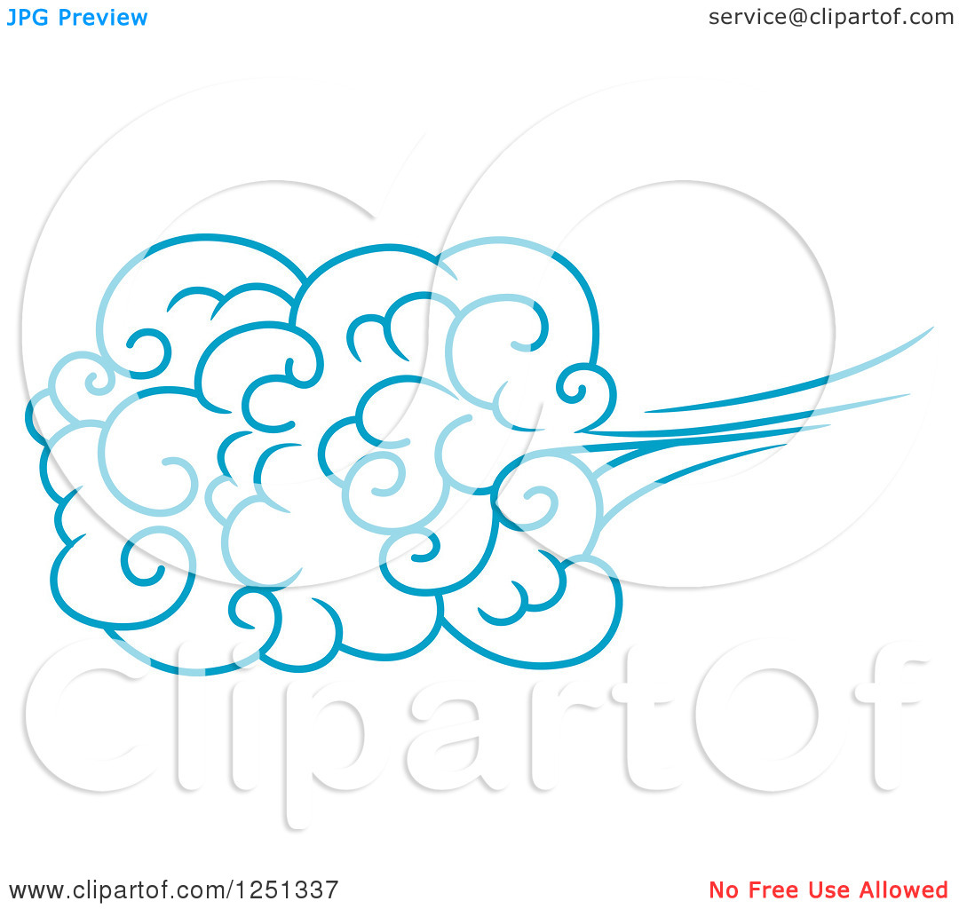 Clipart of a Blue Wind or Cloud 5.
