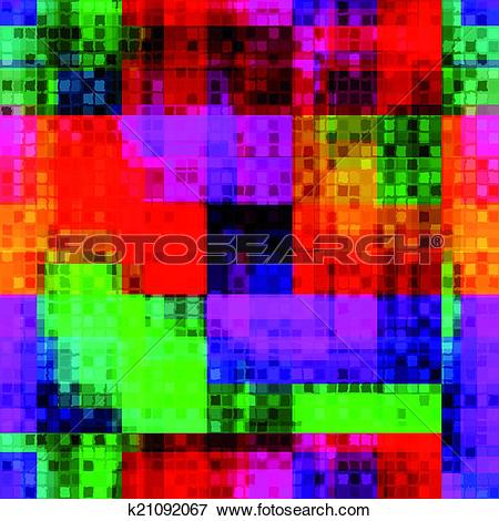 Clip Art of Rainbow blurred pixel bid and small seamless pattern.