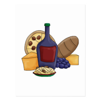 Wine Cheese Postcards.