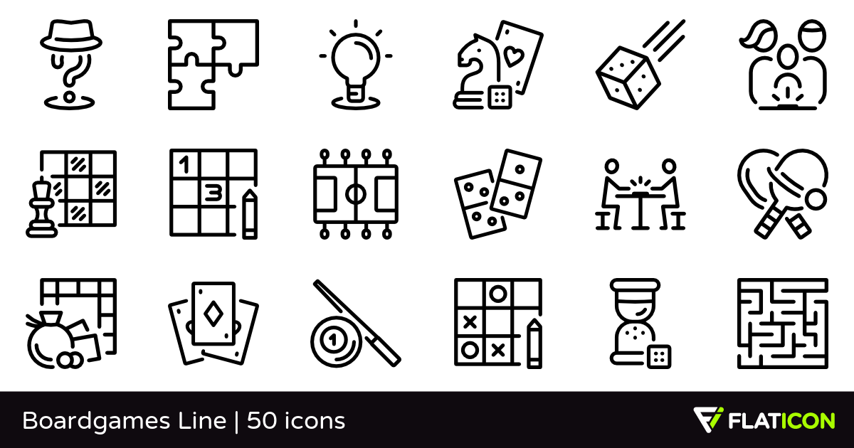 Boardgames Line 50 free icons (SVG, EPS, PSD, PNG files).