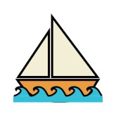 Boat in the water for baby clipart.