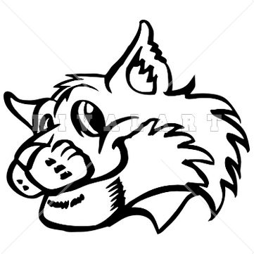 Mascot Clipart Image of Black White Wildcats Bobcats Graphic.