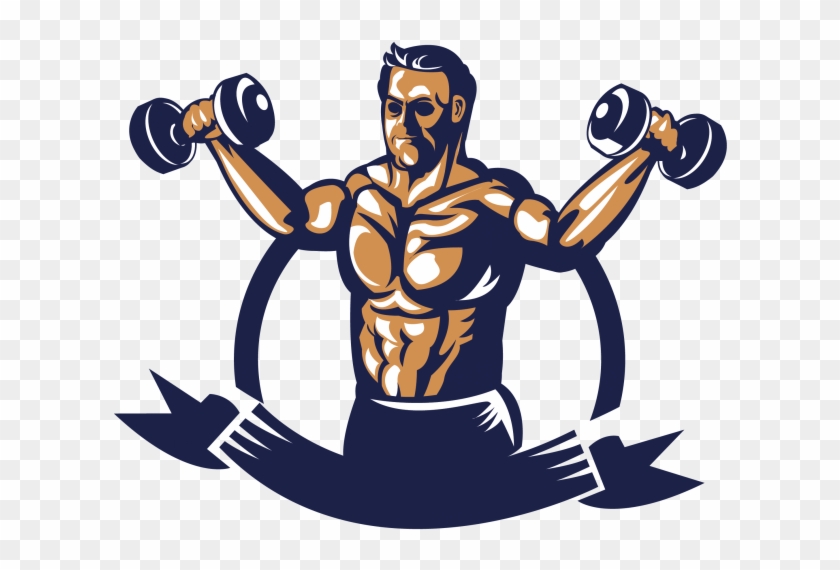 Bodybuilder Clipart With Dumbbell.