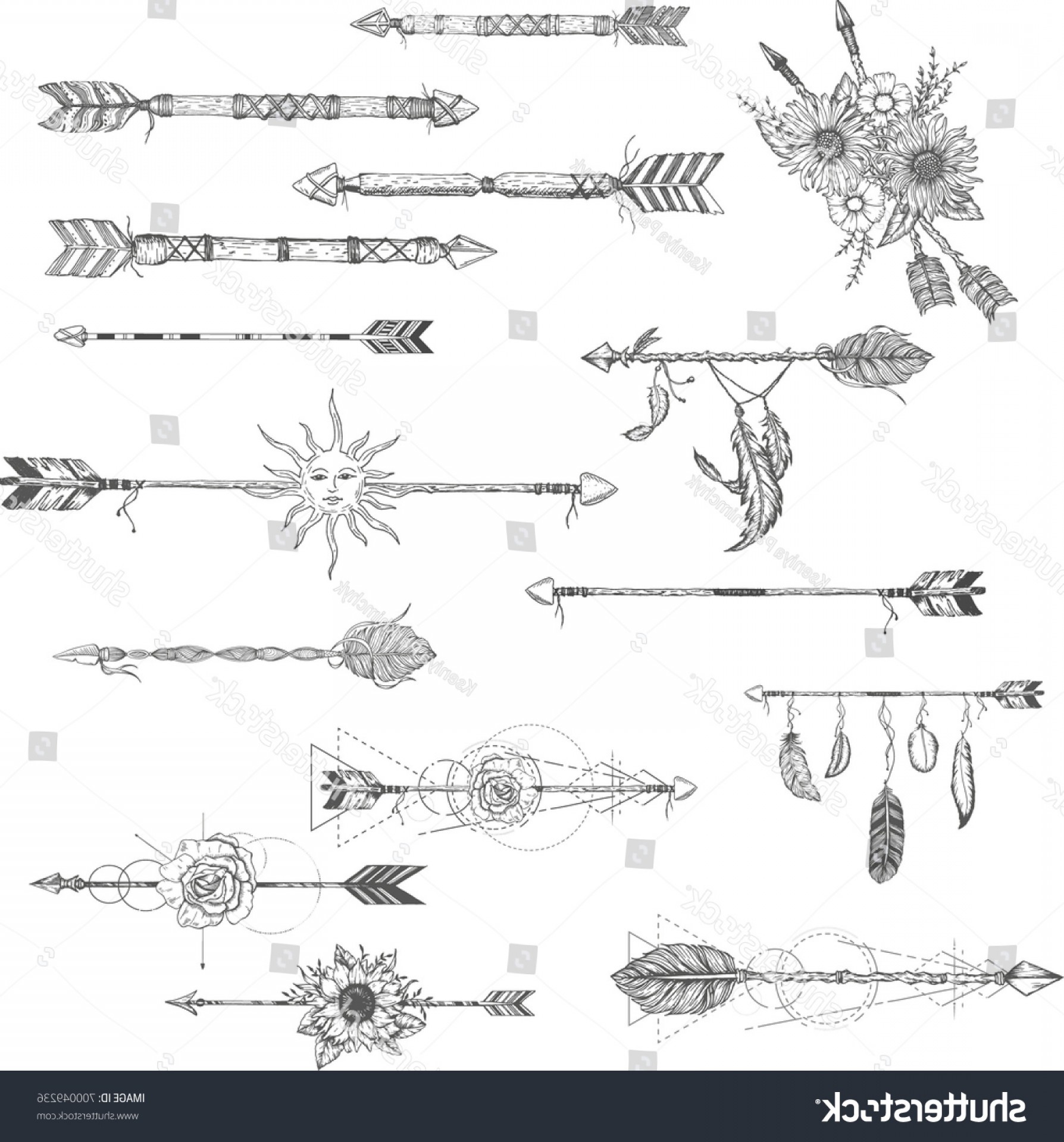 Tribal Boho Arrow Set Ethnical Pattern.