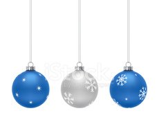 Bolas DE Natal Azul E Prata Stock Vector.