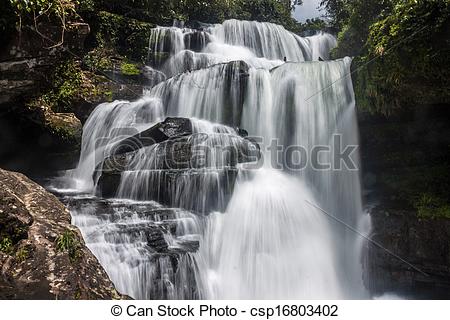 Stock Photography of Tat Tha Jet waterfall on Bolaven plateau in.
