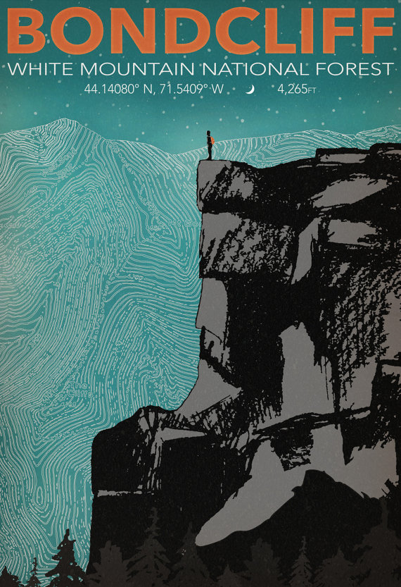 Bondcliff Mountain Illustration Hiking New by KatMausHaus.