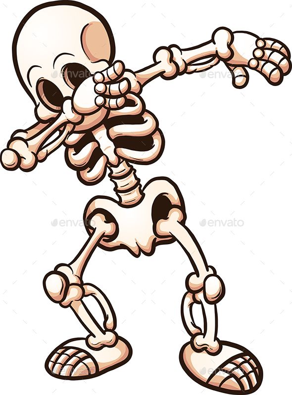 Dabbing cartoon skeleton . Vector clip art illustration with simple.