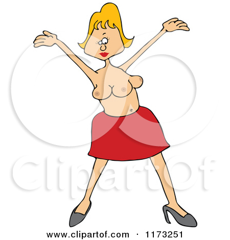 Cartoon of a Blond Circus Freak Woman with an Extra Boob.