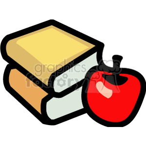 School books and an apple clipart. Royalty.
