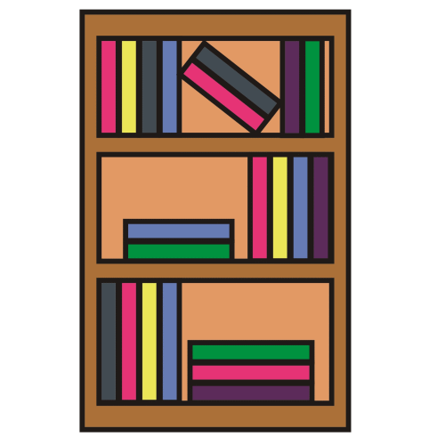 kindergarten book shelf clipart black and white