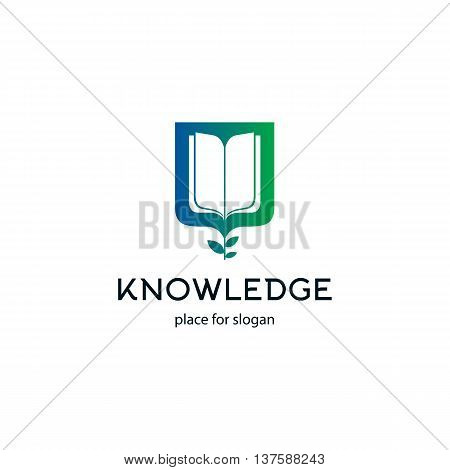 Isolated abstract book vector logo. School and university logotype.