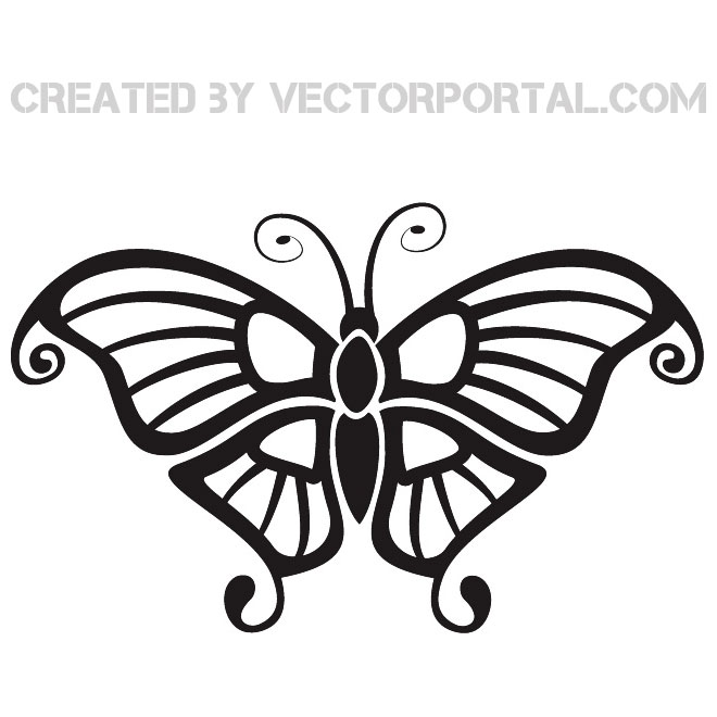 Black Butterfly Clip Art Free Vector.