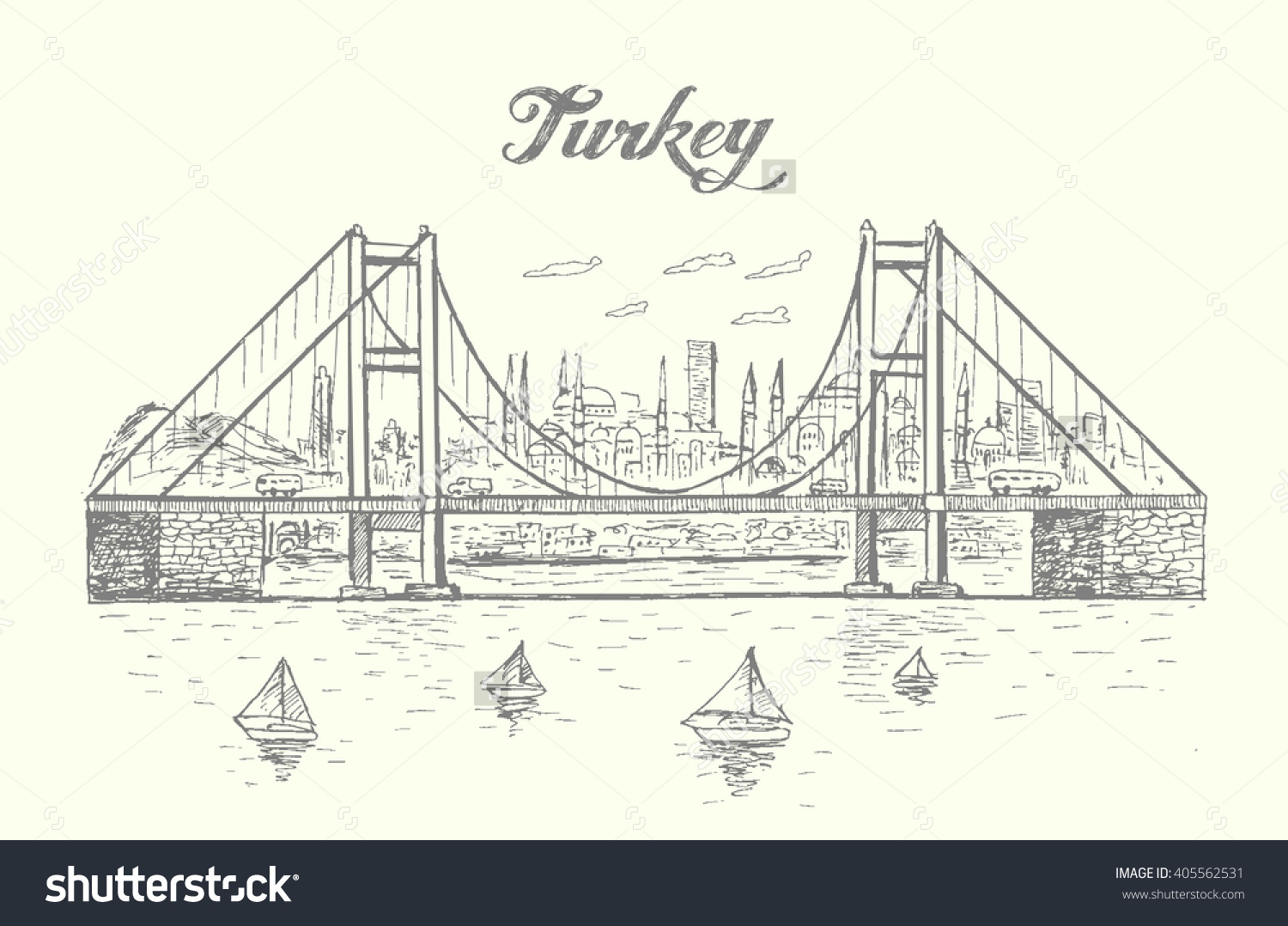 Bosphorus Bridge Istanbul Skylinesketch Stylehand.