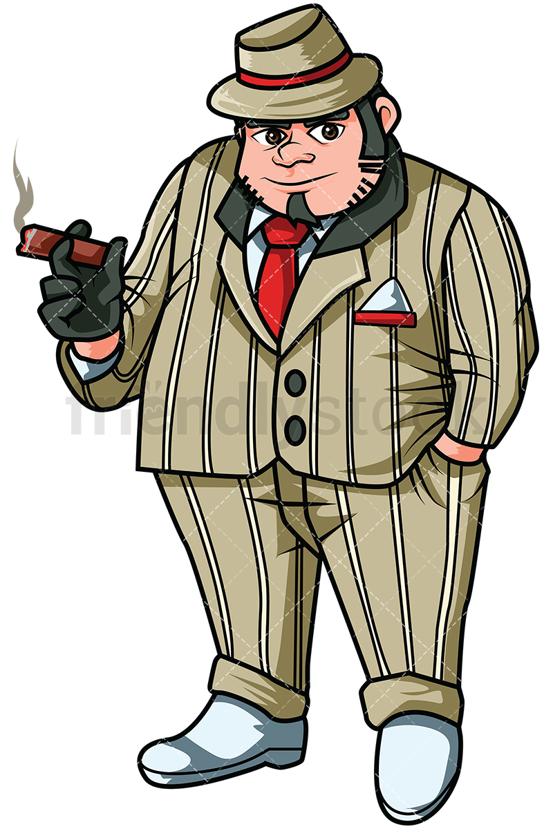 Italian Mafia Boss Smoking Cigar.