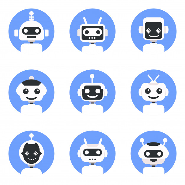 Chatbot symbol, logo template. robot icon set. bot sign.
