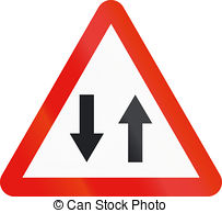 Road sign used in spain traffic in both directions Illustrations.