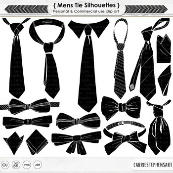 Mens Tie Silhouette, Bow Tie Clip Art, Father\'s Day, Grandpa\'s Pocket Square.