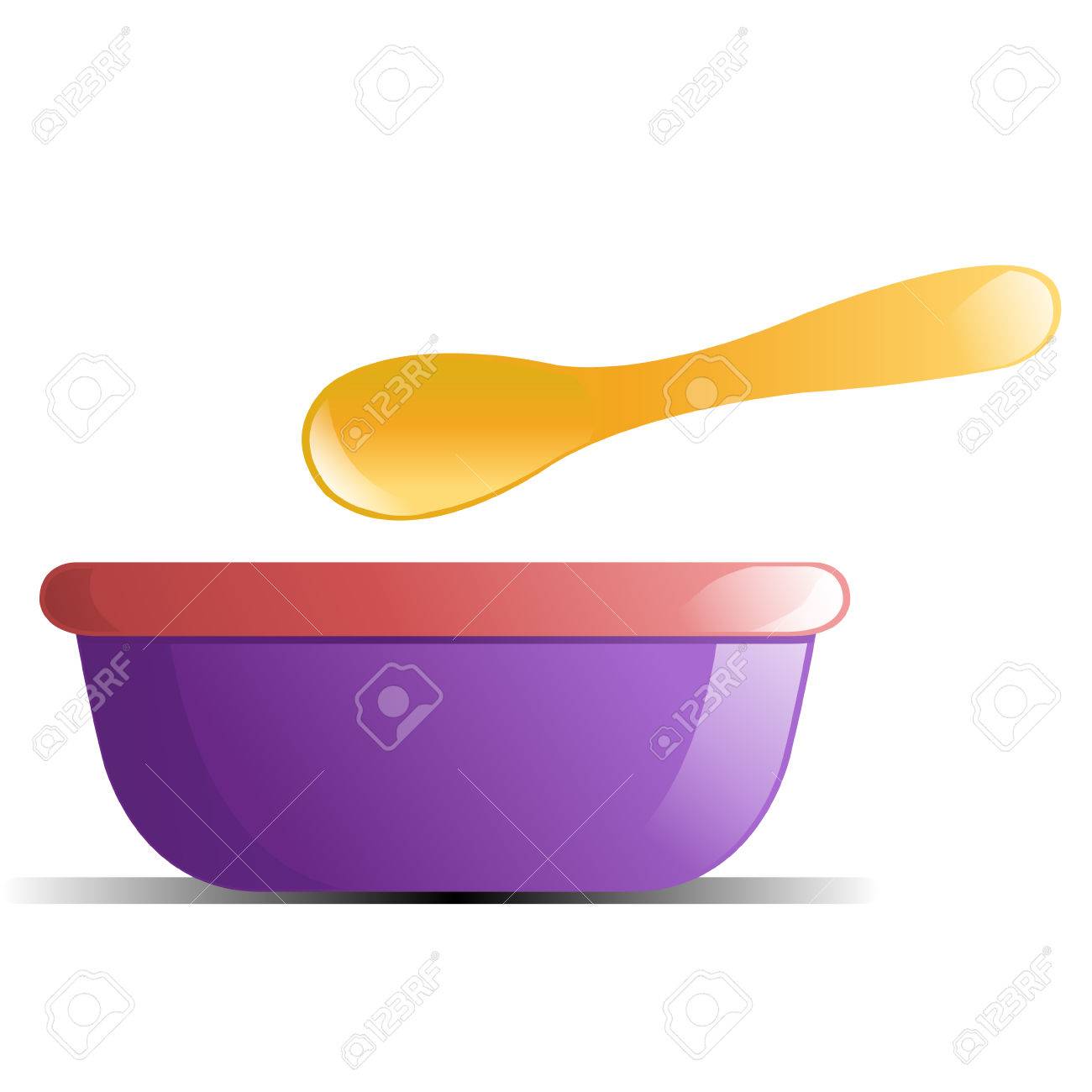 Purple and Pink Baby Bowl with Yellow Spoon.