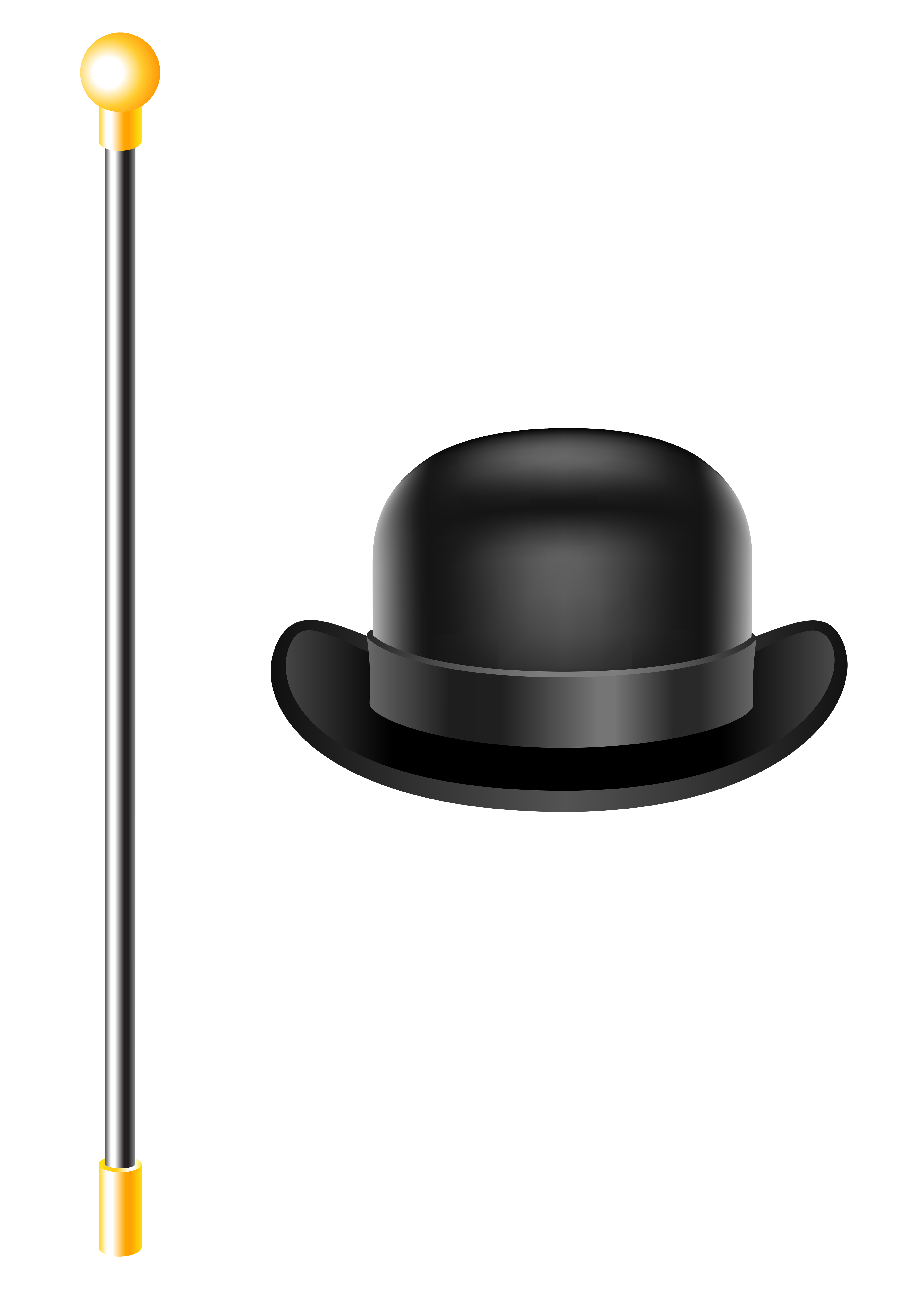 Bowler Hat with Cane PNG Clipart Picture.