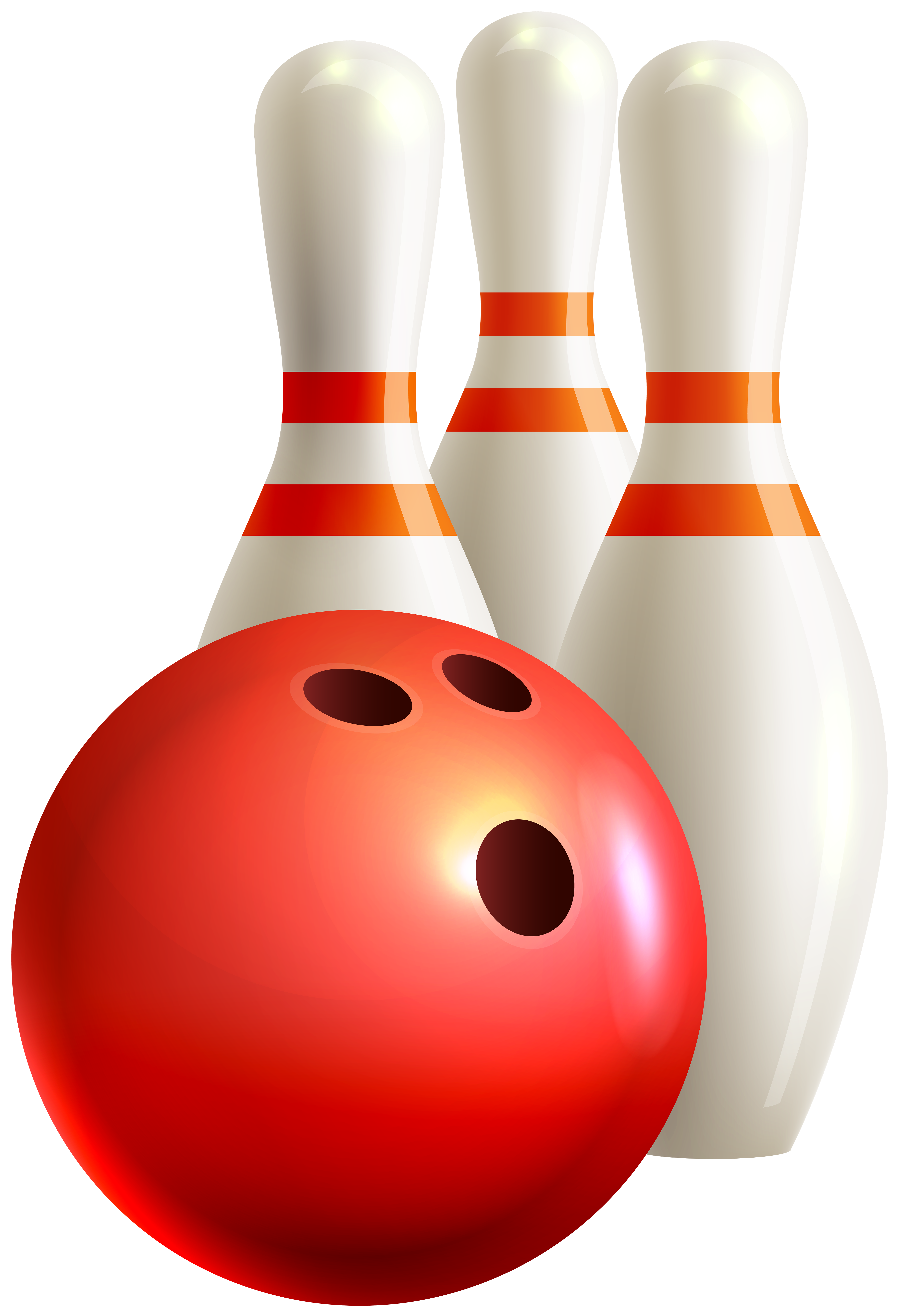 Bowling Ball and Pins Transparent PNG Clip Art Image.