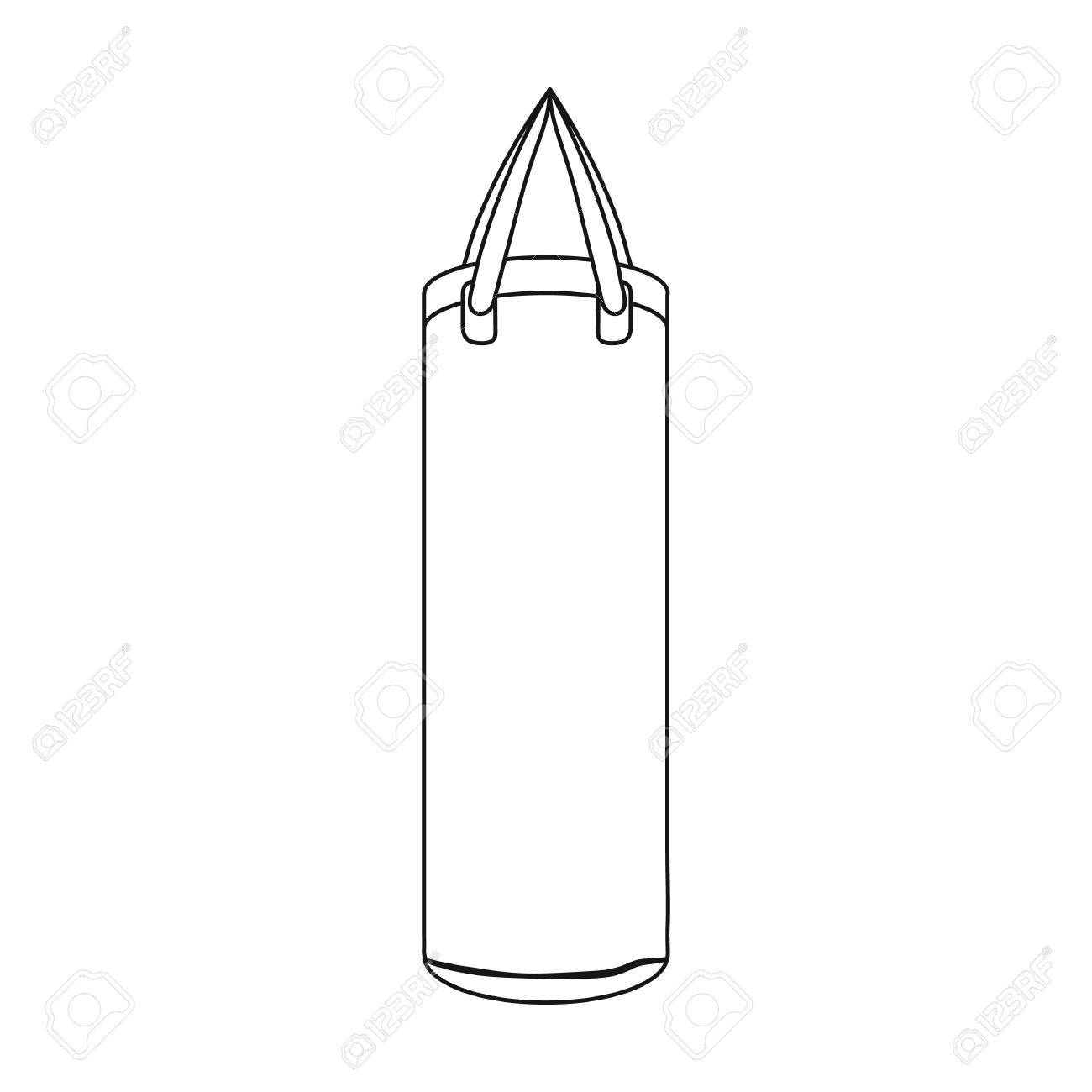 Boxing punching bag icon in outline style isolated on white background.