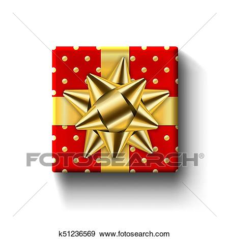 Gift box top view isolated Vector template Clip Art.