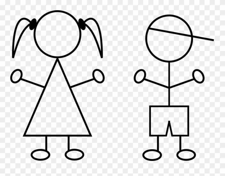 Free Vector Graphic Children Boy Girl Line Drawings Clipart (#715527.