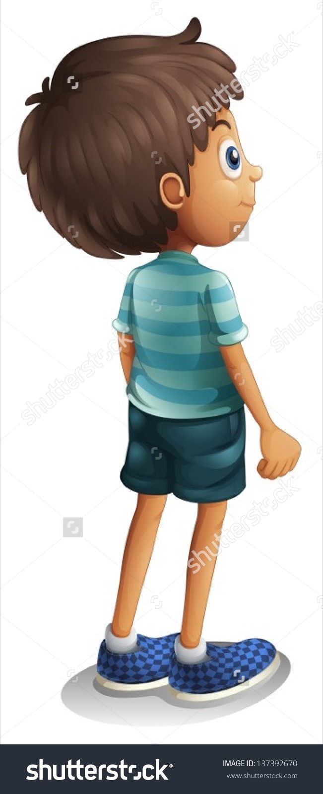 Illustration Back View Young Boy On Stock Vector 137392670.