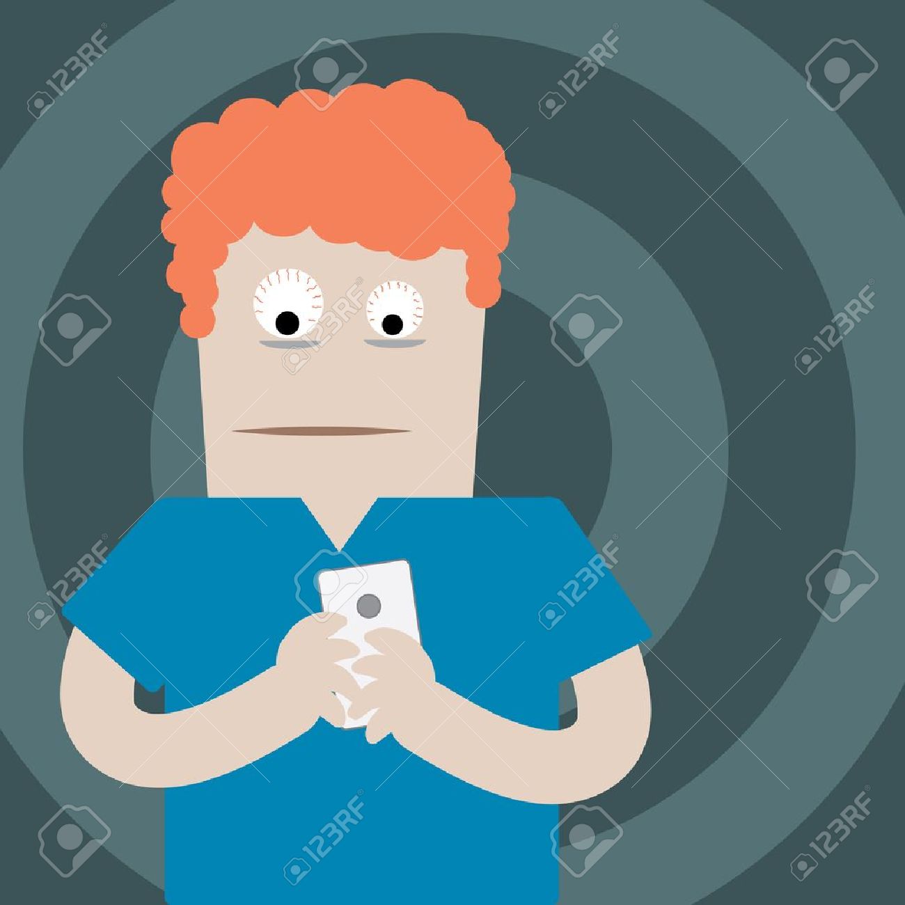 Eye Popping Red Hair Man With Smartphone In Hand Royalty Free.