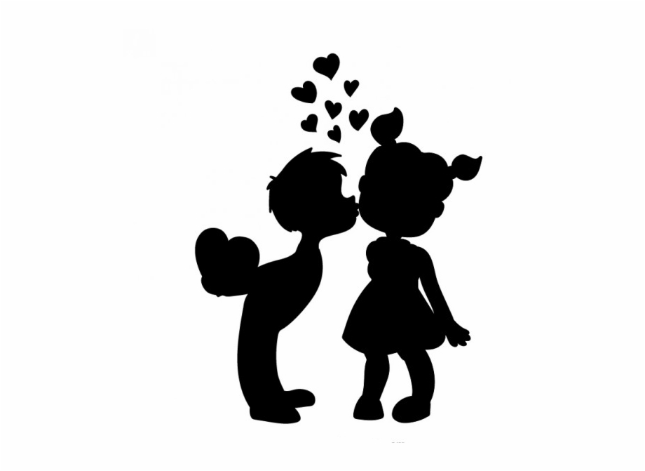 Boy Kissing Girl Silhouette Clipart , Png Download.