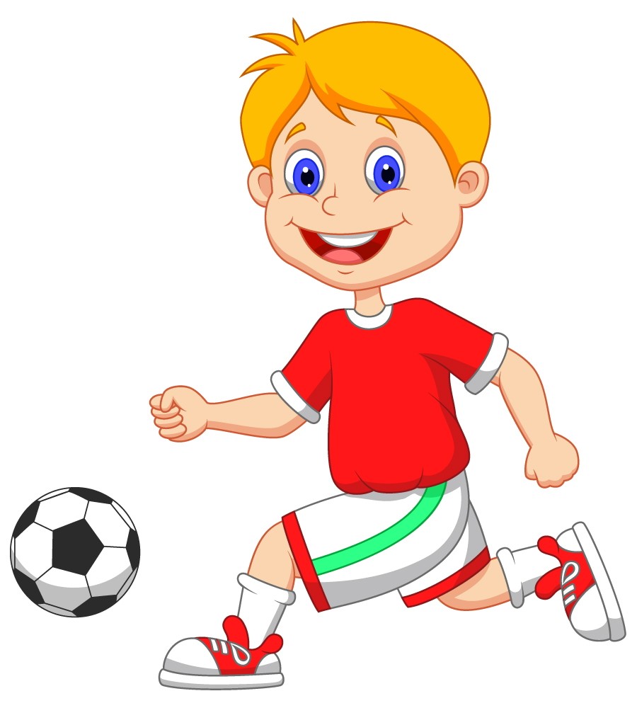 Cartoon Kids Playing Football.