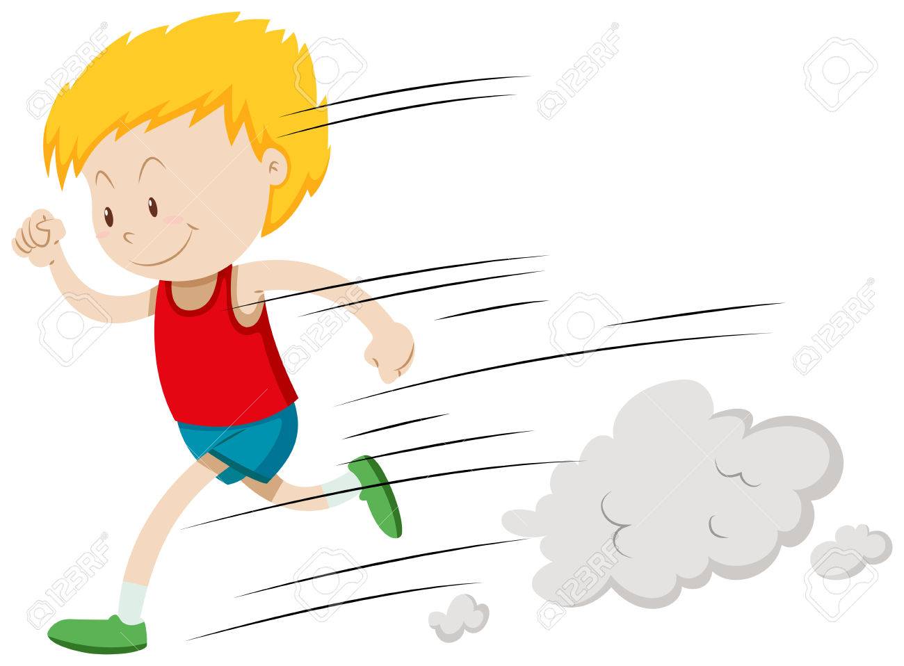 Little boy running fast illustration.