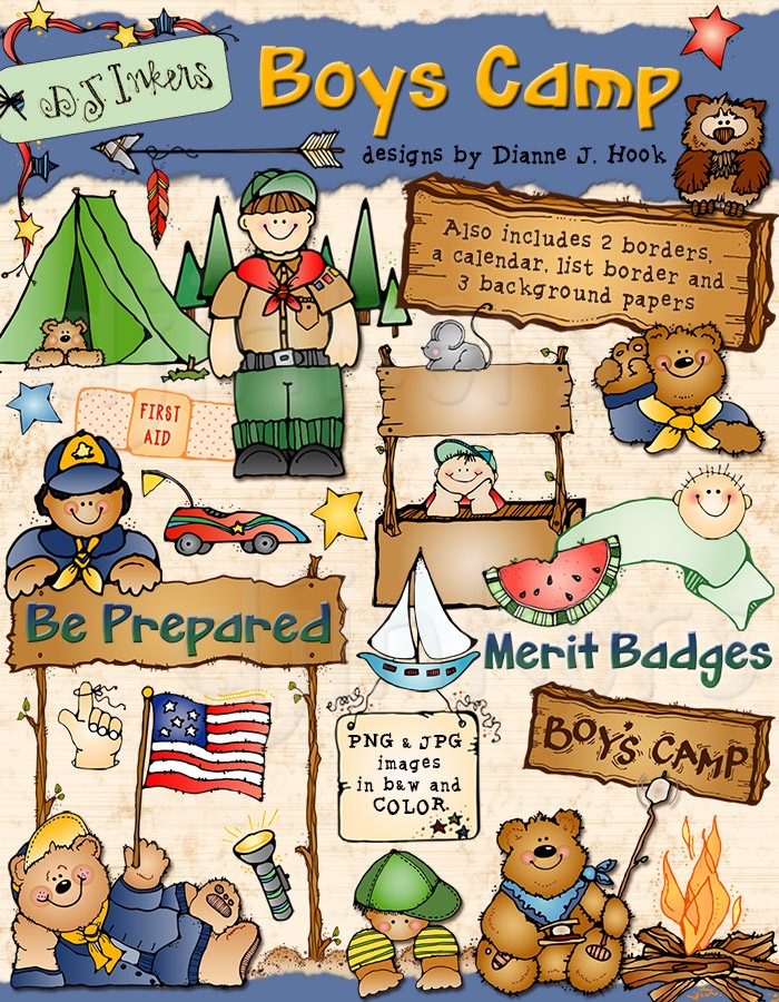 Clip art & projects for boys camp & scouts created by DJ Inkers.
